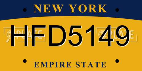 HFD5149 New York License Plate