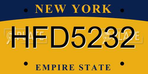 HFD5232 New York License Plate