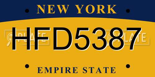 HFD5387 New York License Plate