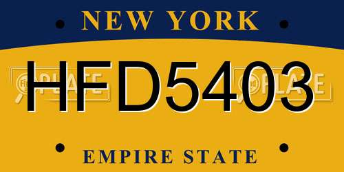HFD5403 New York License Plate