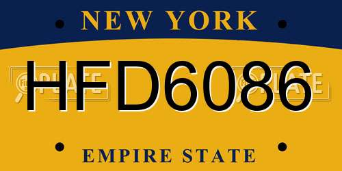 HFD6086 New York License Plate