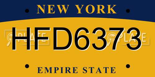 HFD6373 New York License Plate