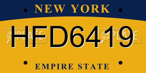 HFD6419 New York License Plate