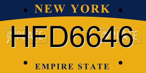 HFD6646 New York License Plate