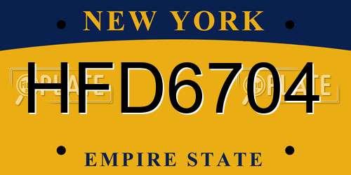 HFD6704 New York License Plate