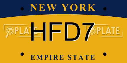 HFD7 New York License Plate