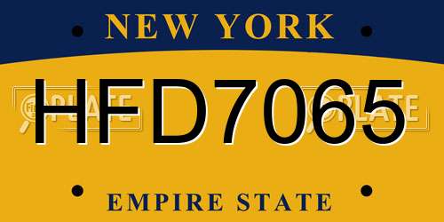 HFD7065 New York License Plate