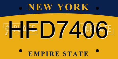 HFD7406 New York License Plate