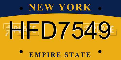 HFD7549 New York License Plate