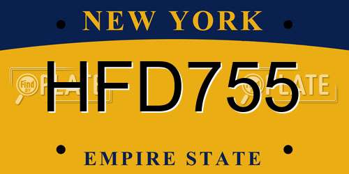 HFD755 New York License Plate
