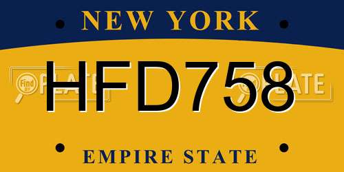 HFD758 New York License Plate