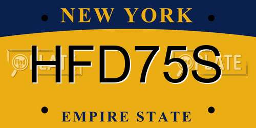 HFD75S New York License Plate