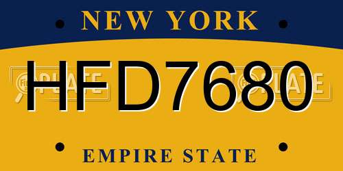 HFD7680 New York License Plate