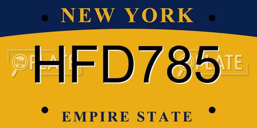 HFD785 New York License Plate