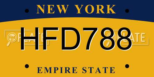 HFD788 New York License Plate