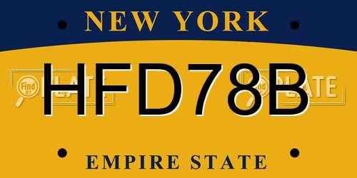 HFD78B New York License Plate