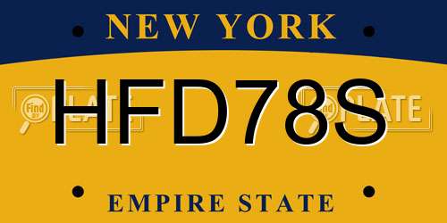 HFD78S New York License Plate