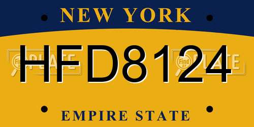 HFD8124 New York License Plate