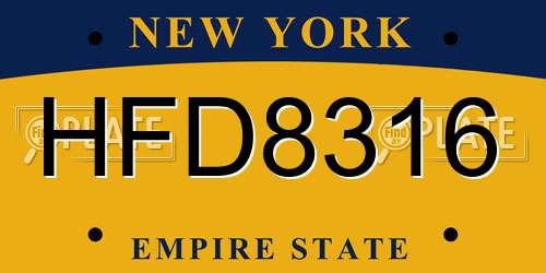 HFD8316 New York License Plate