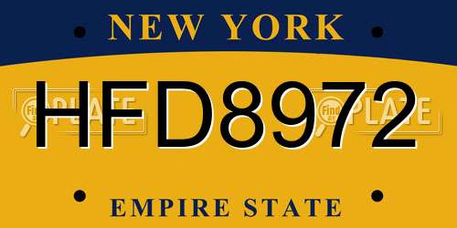 HFD8972 New York License Plate