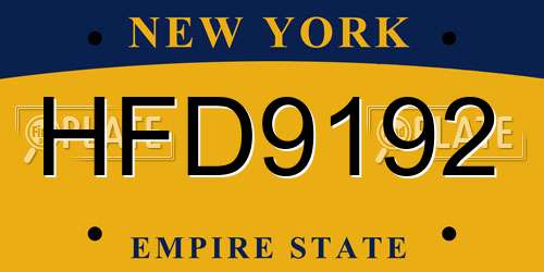 HFD9192 New York License Plate
