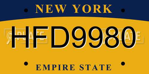 HFD9980 New York License Plate