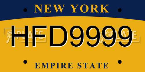 HFD9999 New York License Plate