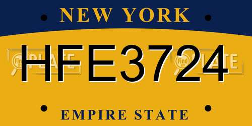 HFE3724 New York License Plate