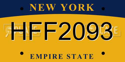 HFF2093 New York License Plate