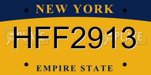 HFF2913 New York License Plate