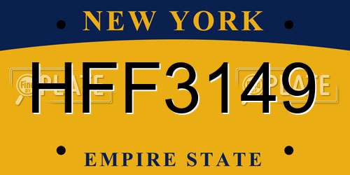 HFF3149 New York License Plate