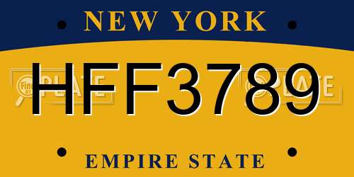 HFF3789 New York License Plate