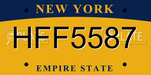 HFF5587 New York License Plate