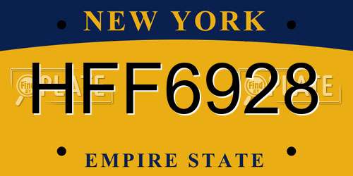 HFF6928 New York License Plate
