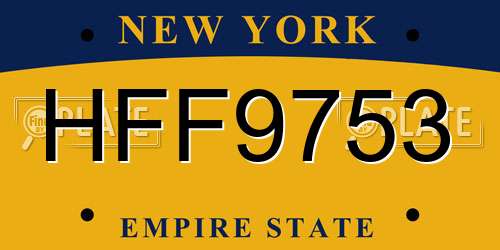 HFF9753 New York License Plate