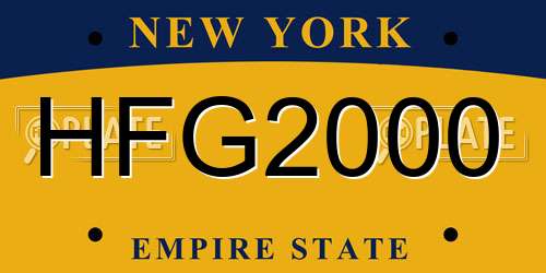 HFG2000 New York License Plate