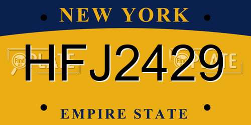 HFJ2429 New York License Plate
