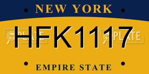 HFK1117 New York License Plate
