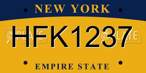HFK1237 New York License Plate