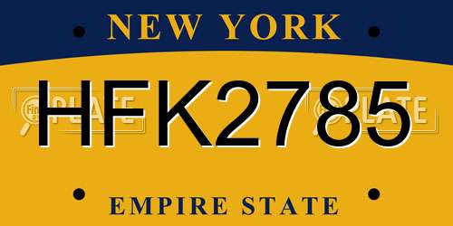 HFK2785 New York License Plate