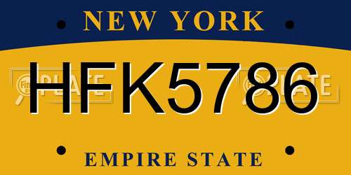 HFK5786 New York License Plate