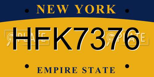 HFK7376 New York License Plate