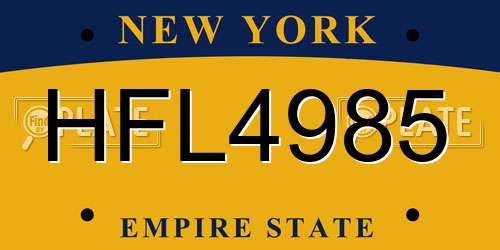 HFL4985 New York License Plate