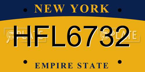 HFL6732 New York License Plate