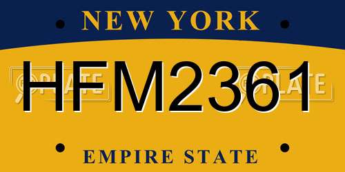 HFM2361 New York License Plate