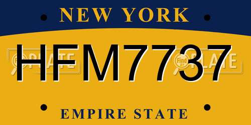HFM7737 New York License Plate