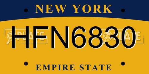 HFN6830 New York License Plate