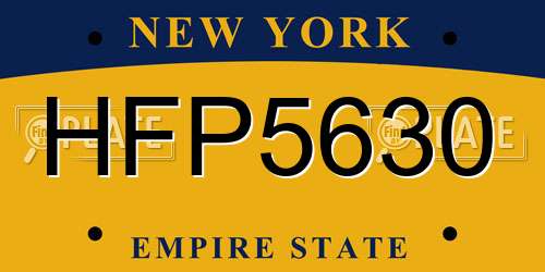 HFP5630 New York License Plate
