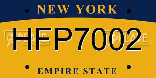 HFP7002 New York License Plate