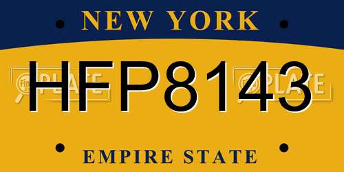 HFP8143 New York License Plate